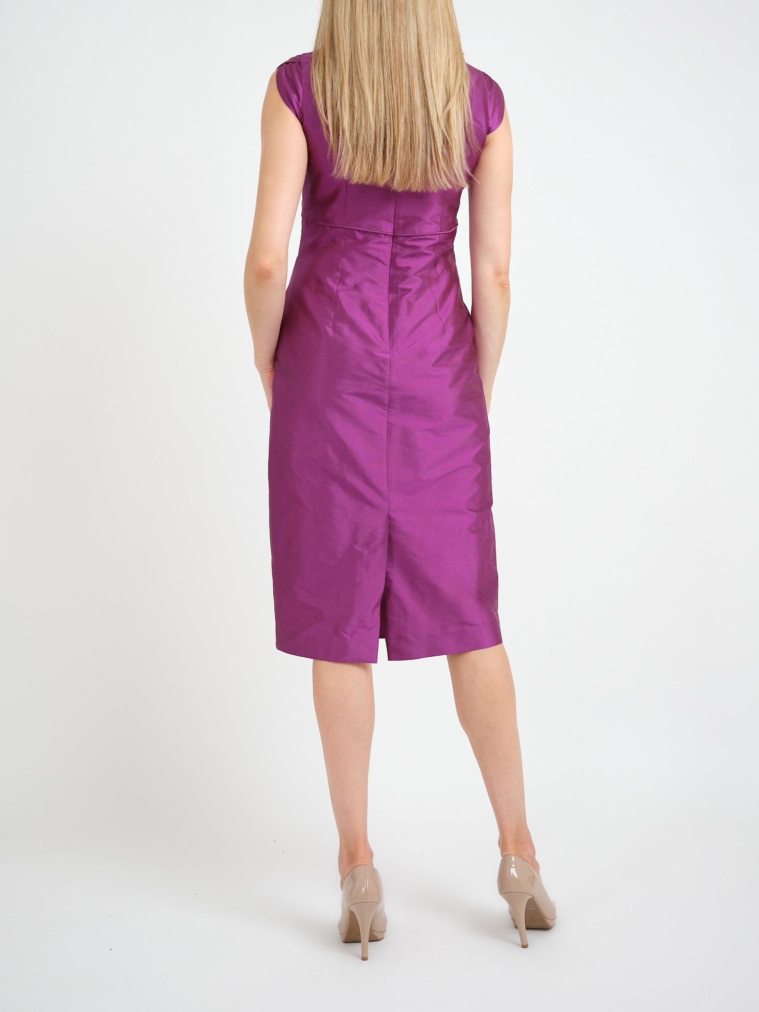 Josephine Dress Plum Varnasi Silk Douppion