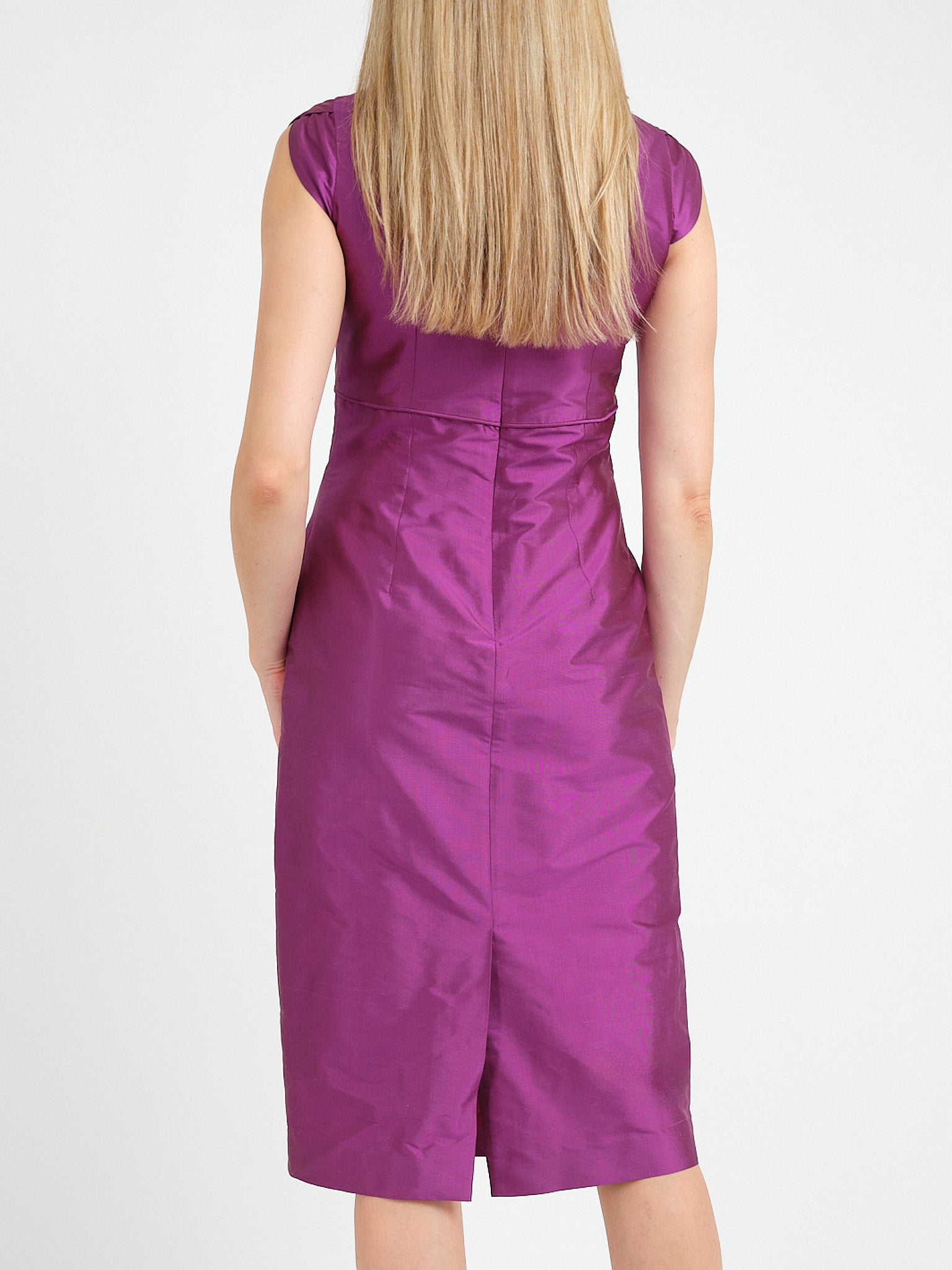 Josephine Dress Plum Varnasi Silk Douppion