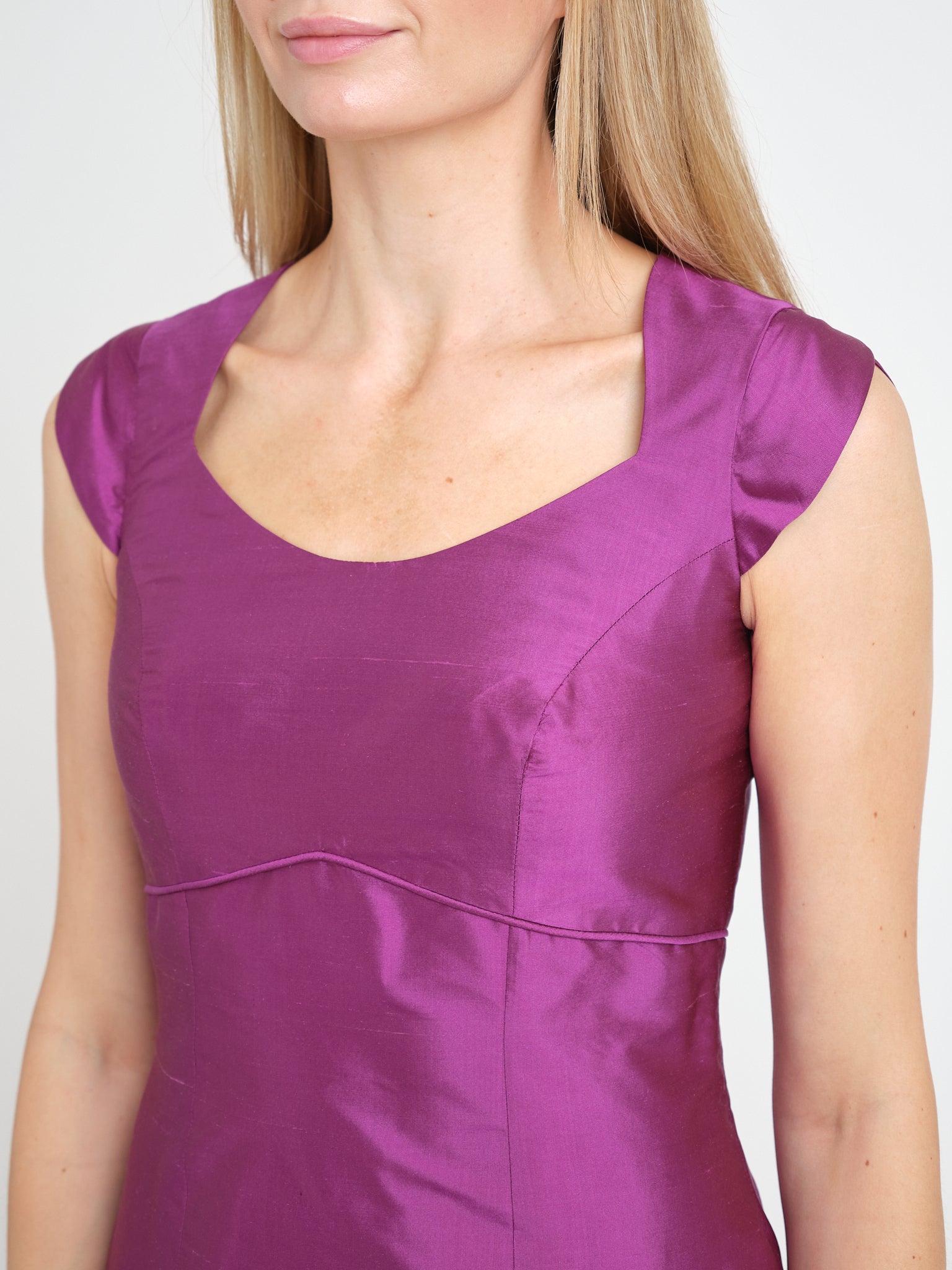 Josephine Dress Plum Varnasi Silk Douppion