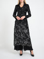 Long Swing Coat Black Buckingham Silk Velvet