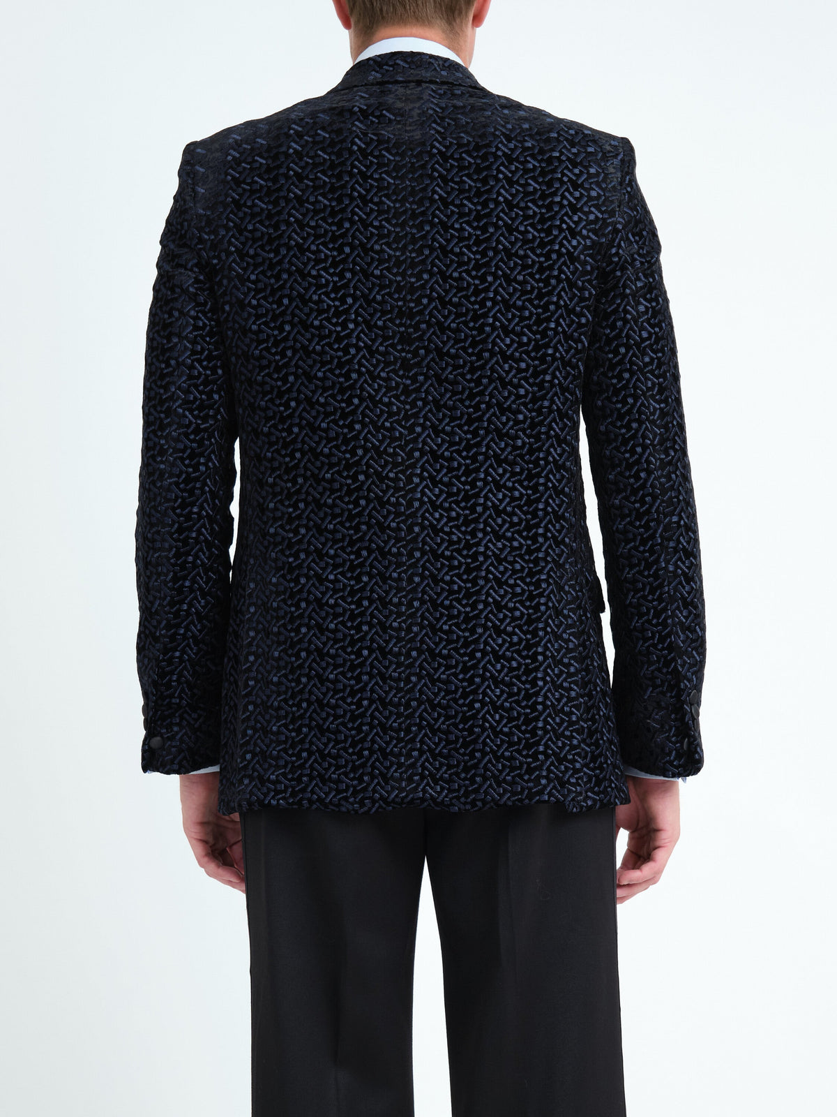 Midnight Black Nene Wide Lapel Dinner Jacket — back, cropped
