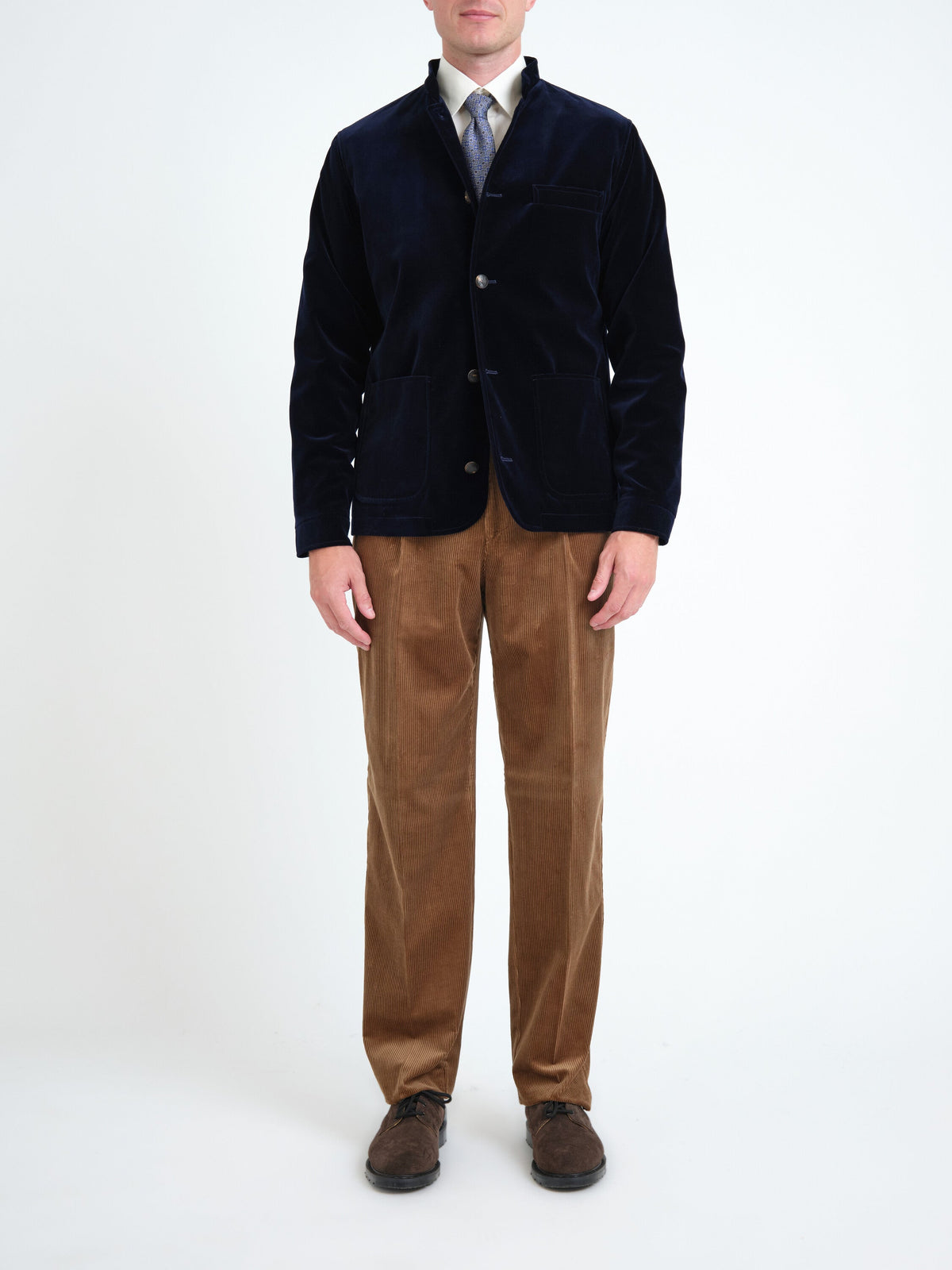 Navy Mayfair Velvet Artist Jacket — front