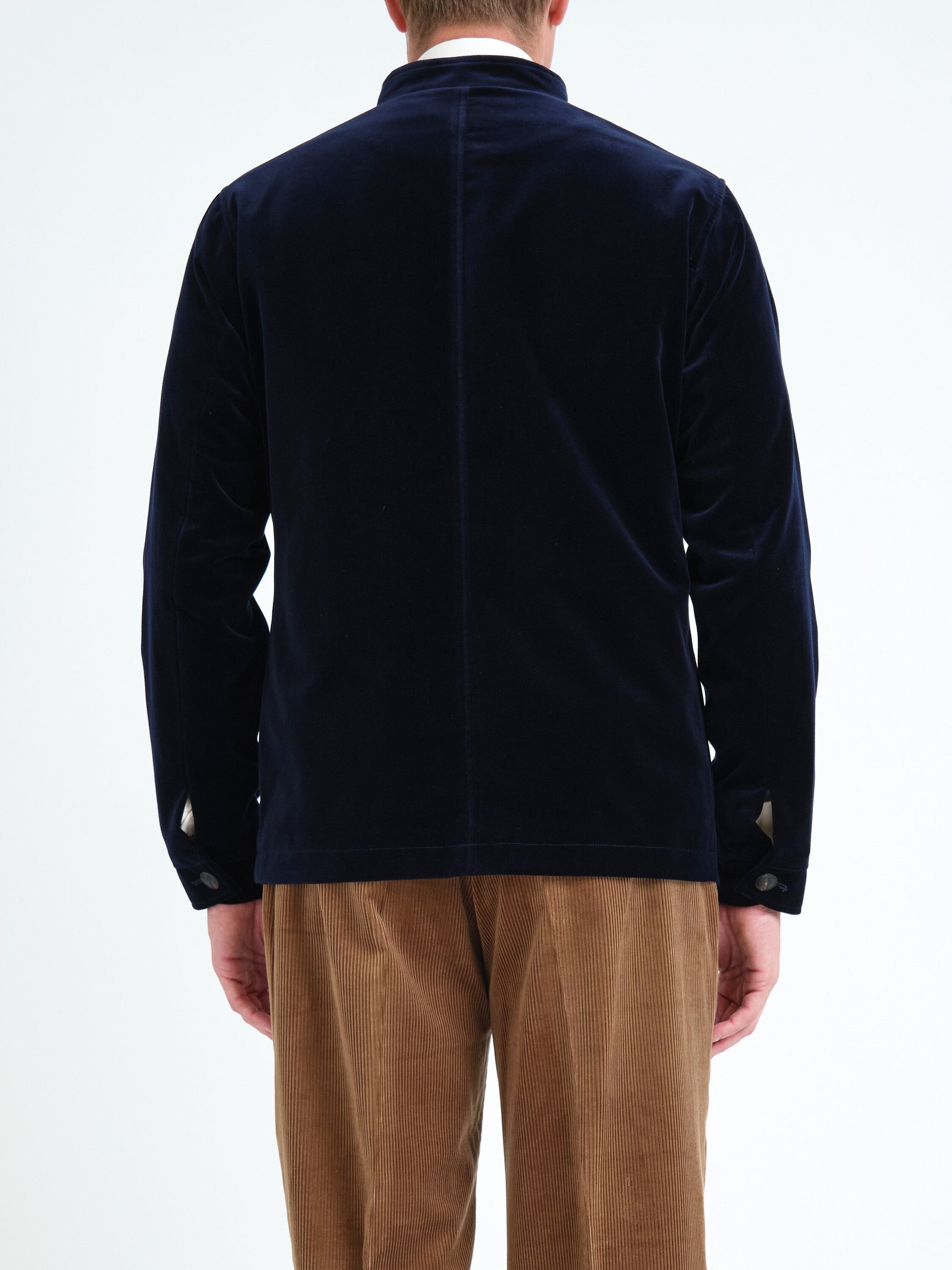 Navy Mayfair Velvet Artist Jacket — back, cropped