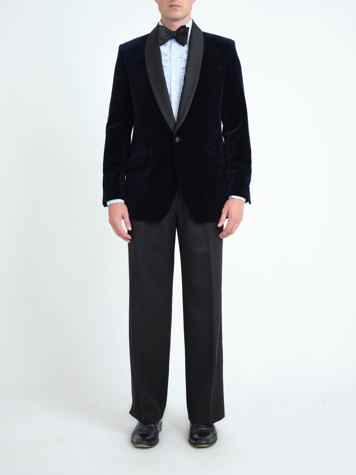 Navy Mayfair Velvet Shawl Dinner Jacket — front