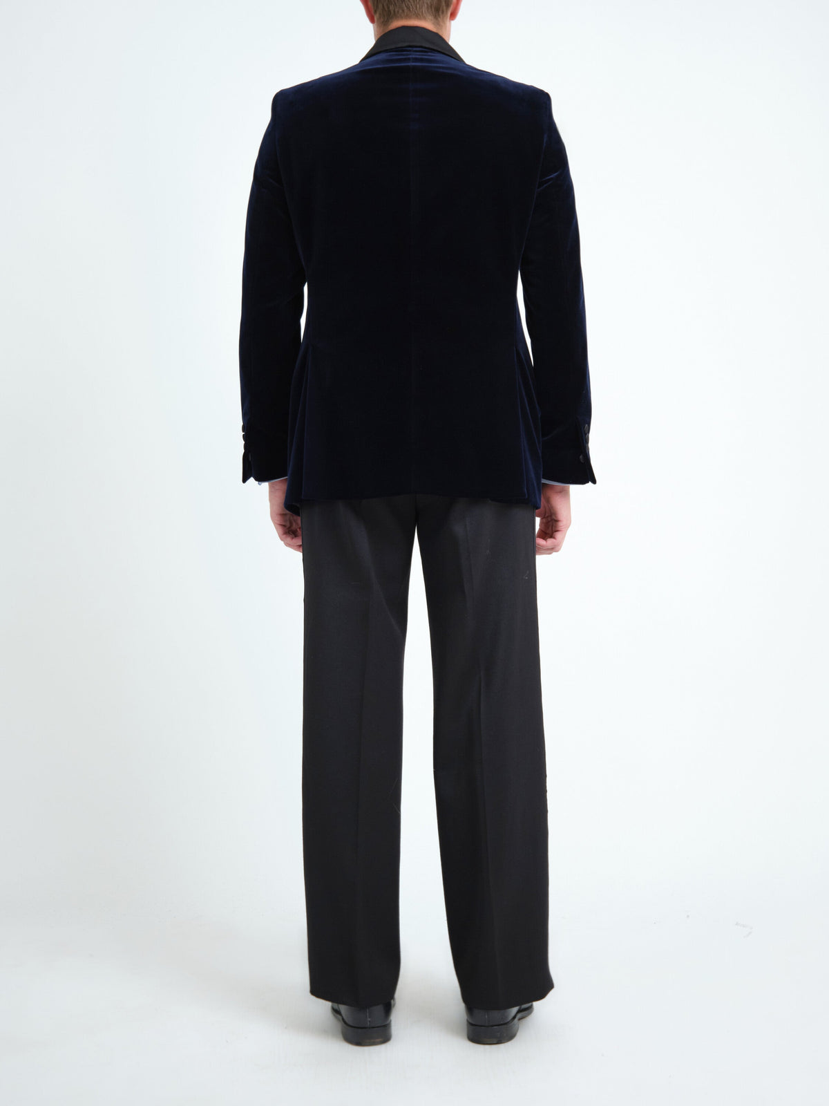 Navy Mayfair Velvet Shawl Dinner Jacket — back
