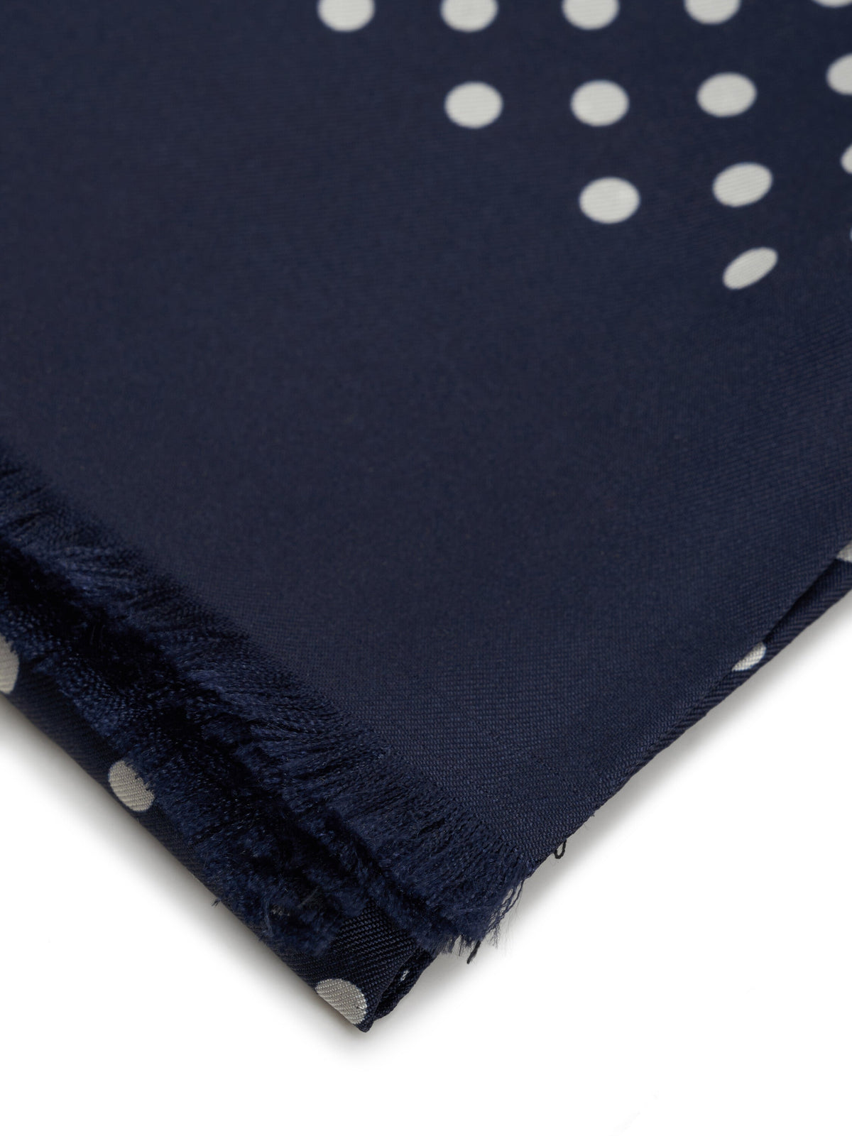 Navy Starling Silk Scarf — flat detail