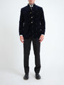 Navy Velvet Black Bees Nehru Jacket
