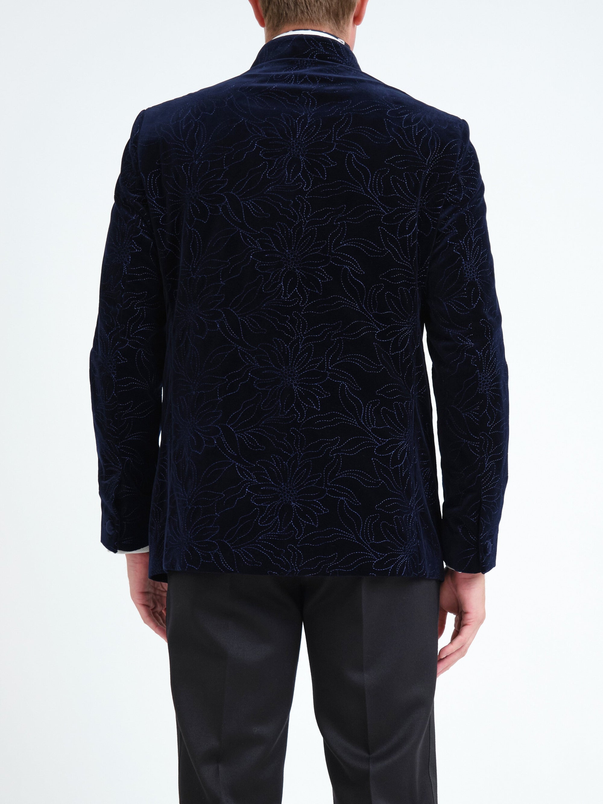 Navy Wardour Nehru Jacket — back, cropped