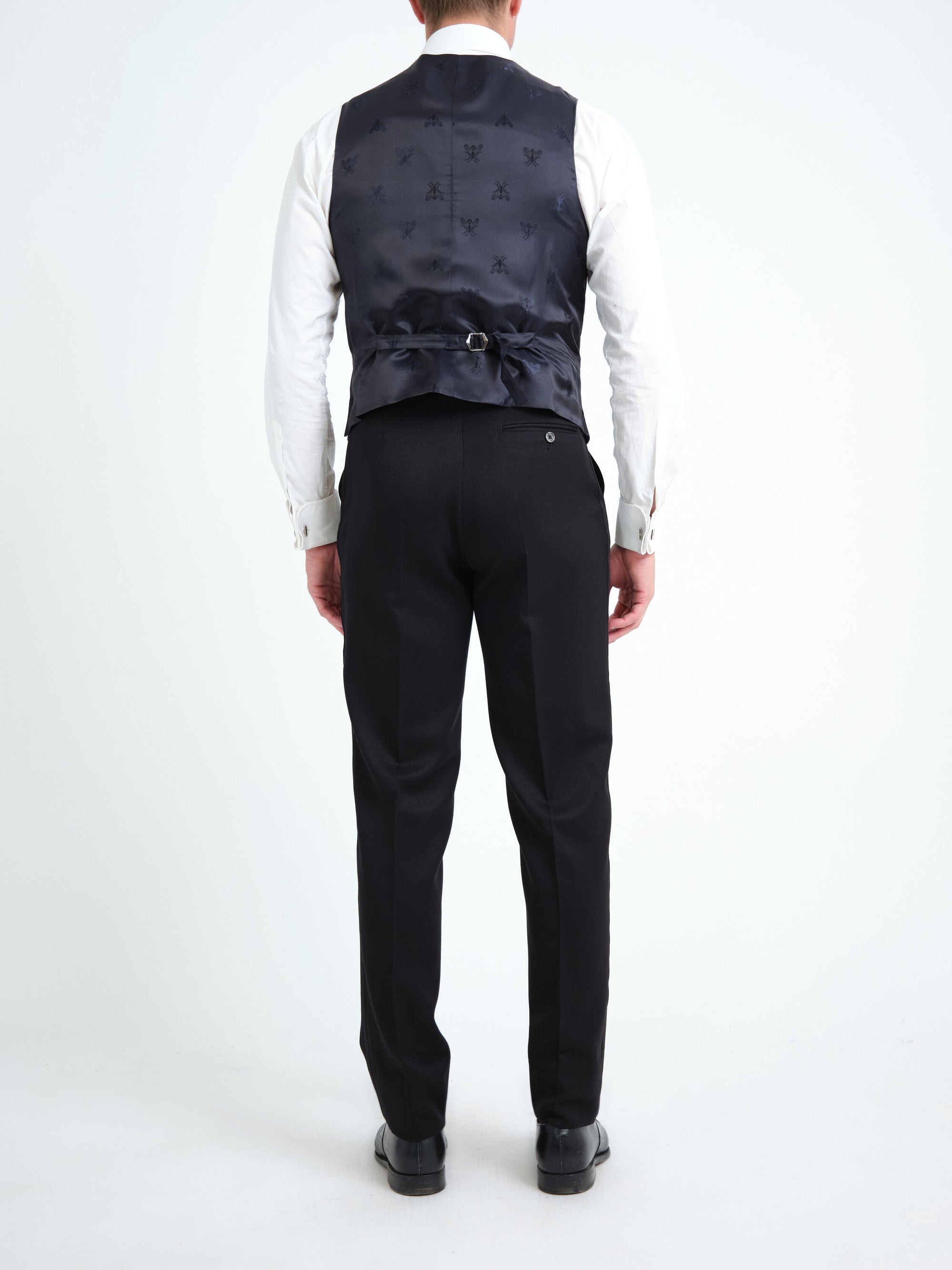 Navy Wardour Single Breasted Waistcoat — back