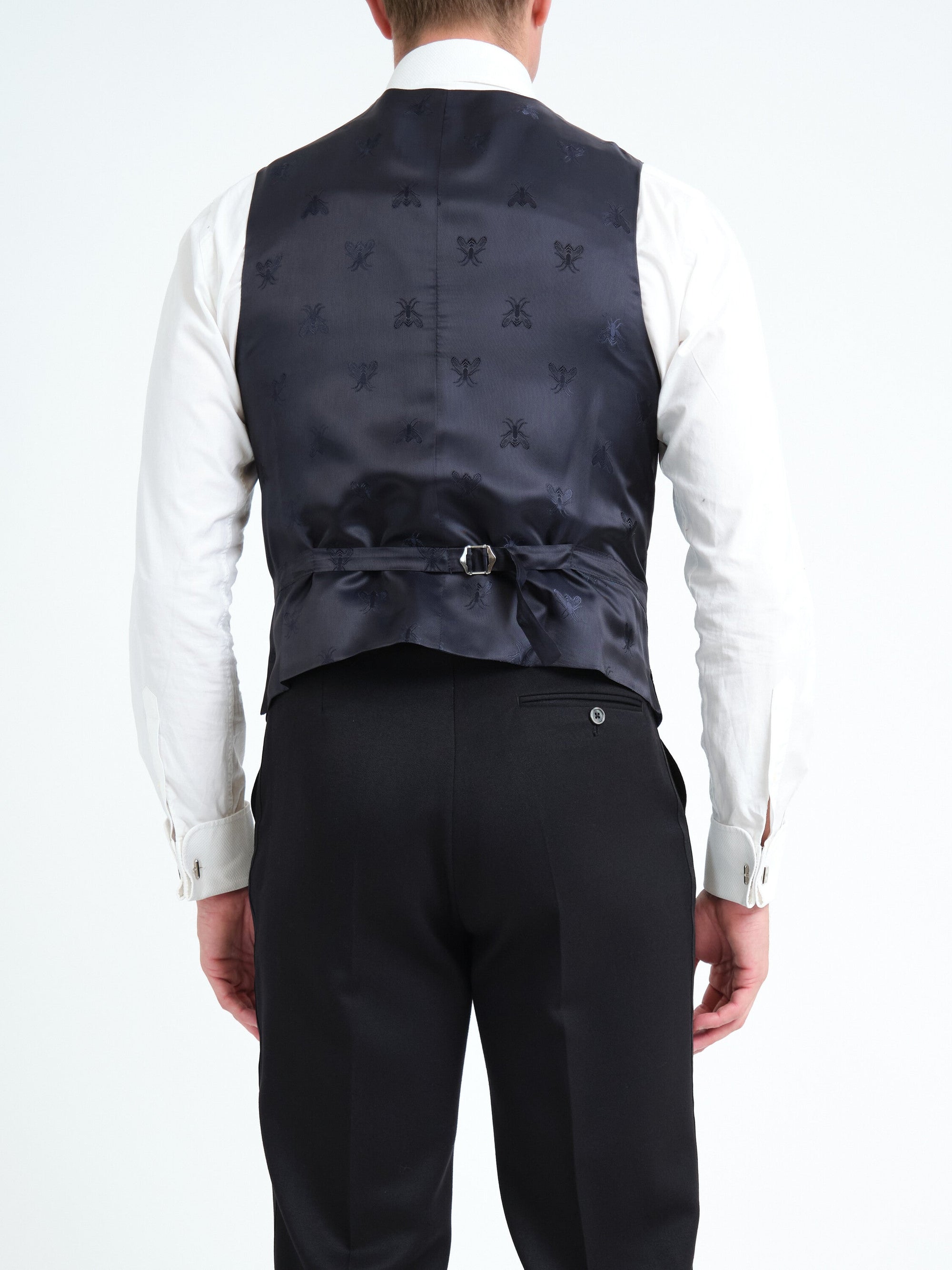 Navy Wardour Single Breasted Waistcoat — back, cropped