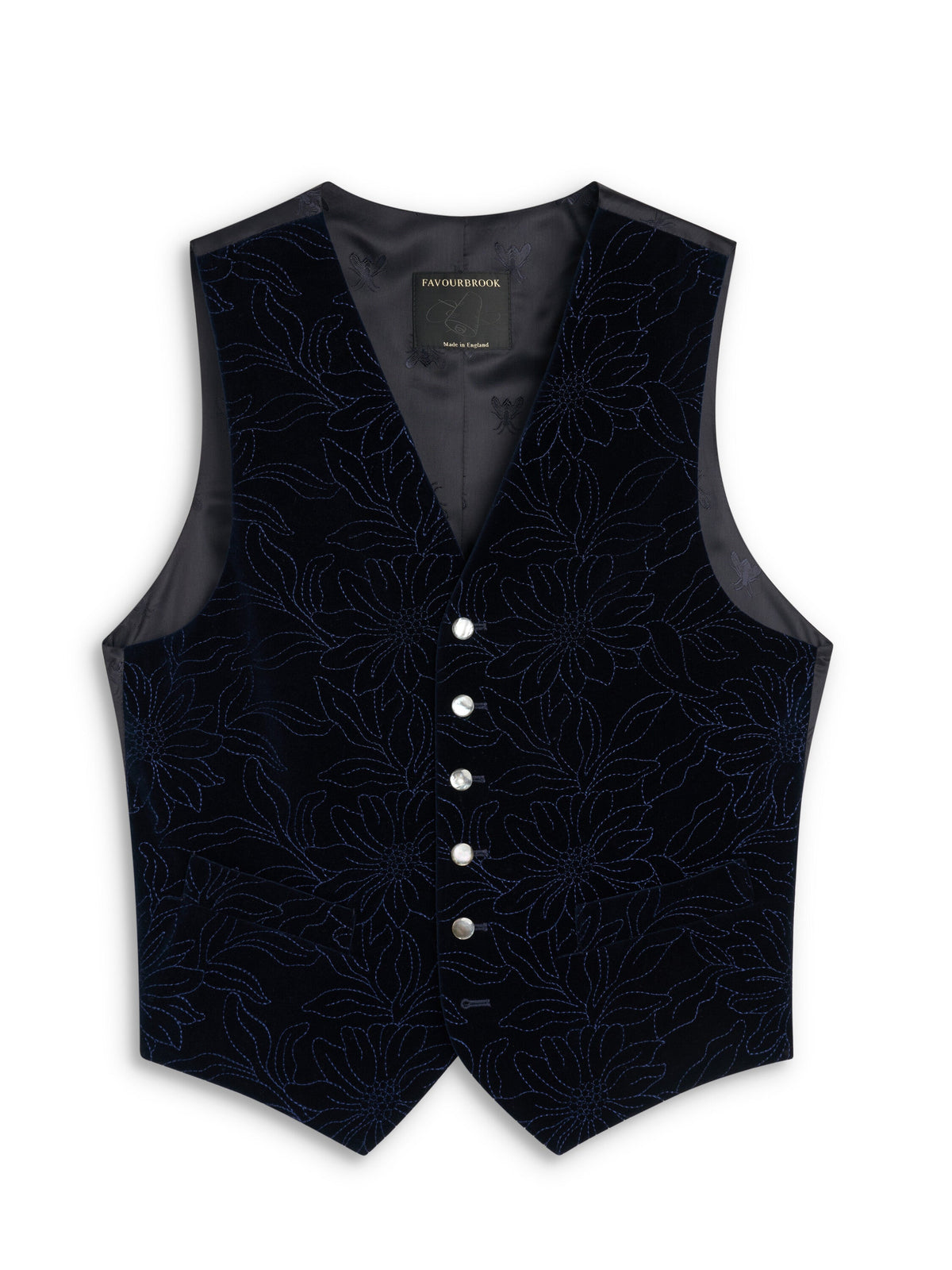 Navy Wardour Single Breasted Waistcoat — flat