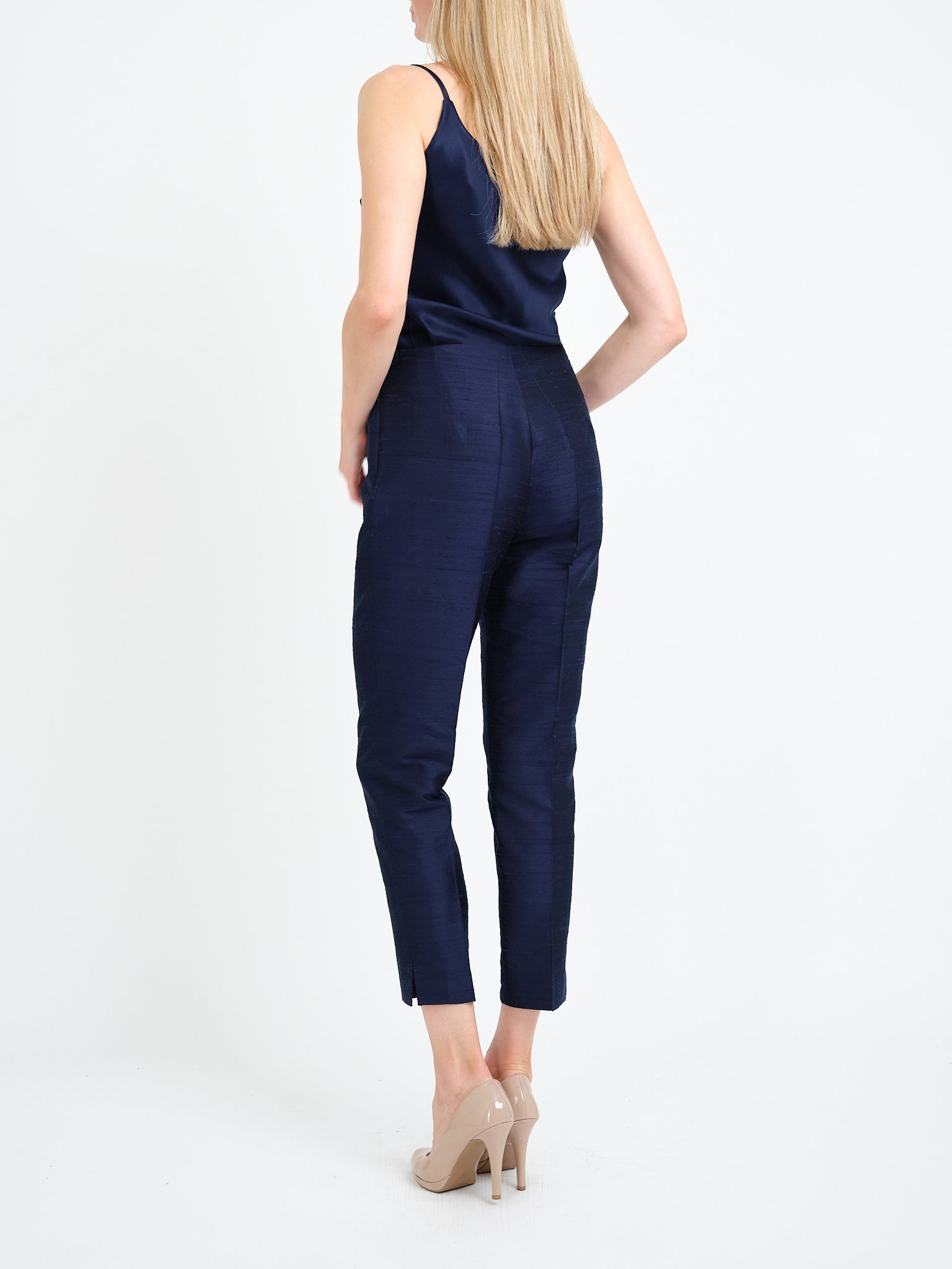 Camisole Bias Top Navy Estefania Crepe Satin