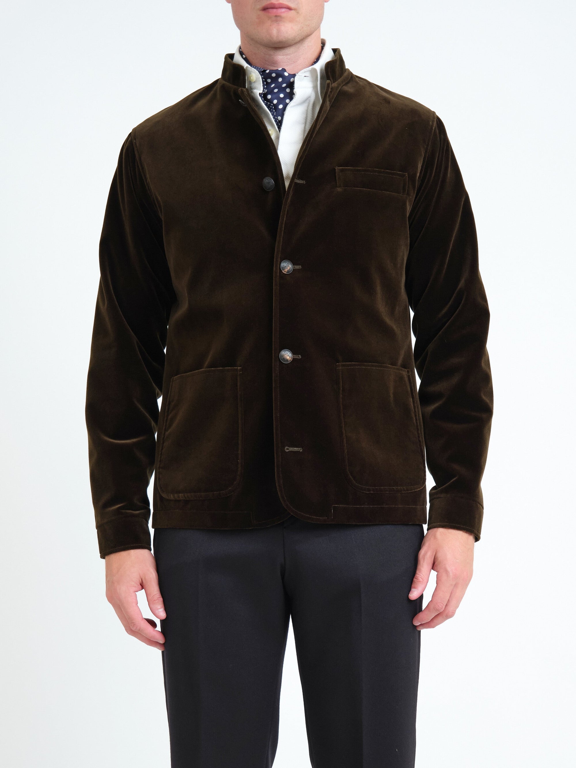 Olive Mayfair Velvet Artist Jacket — front, cropped