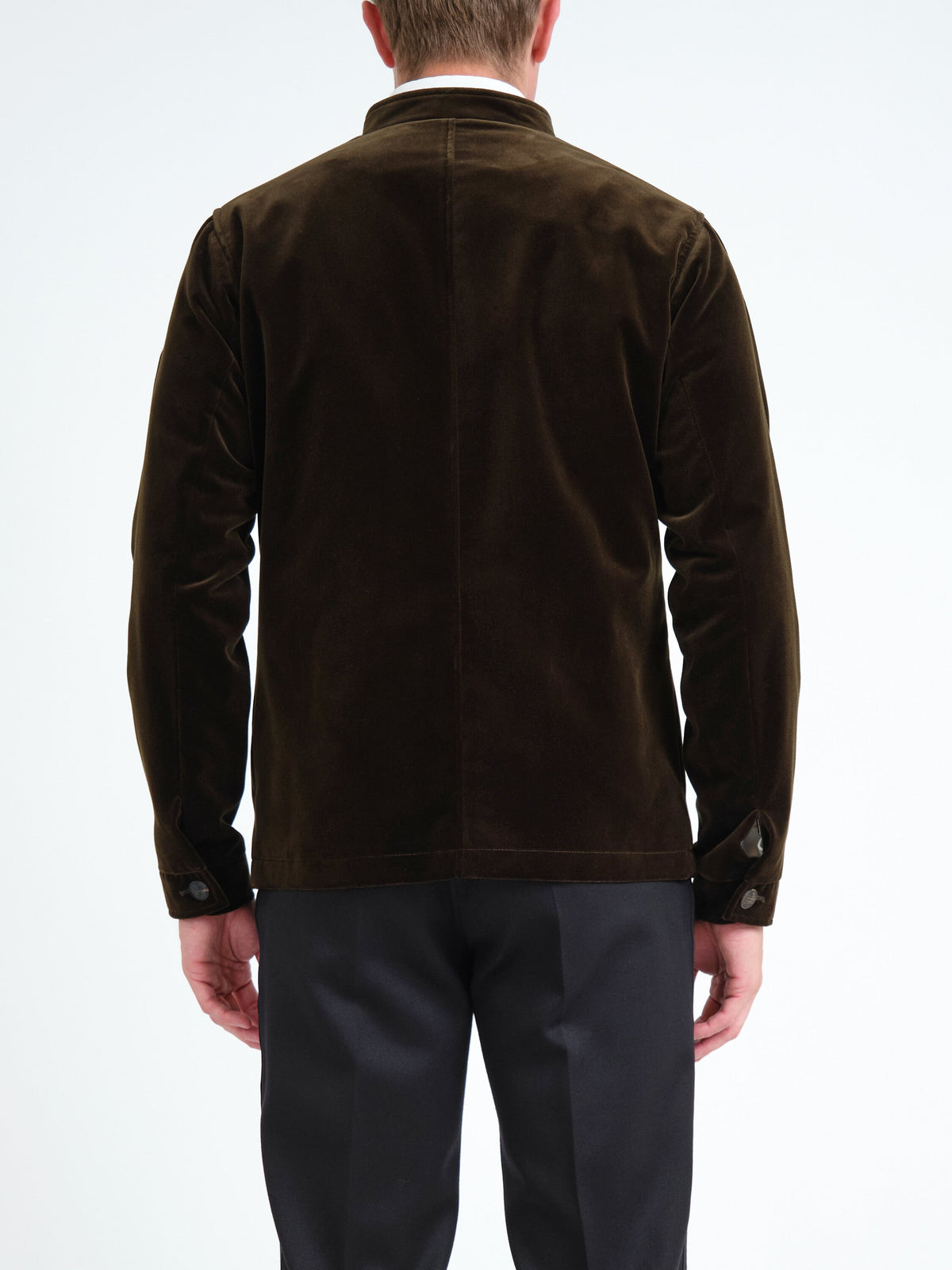 Olive Mayfair Velvet Artist Jacket — back, cropped
