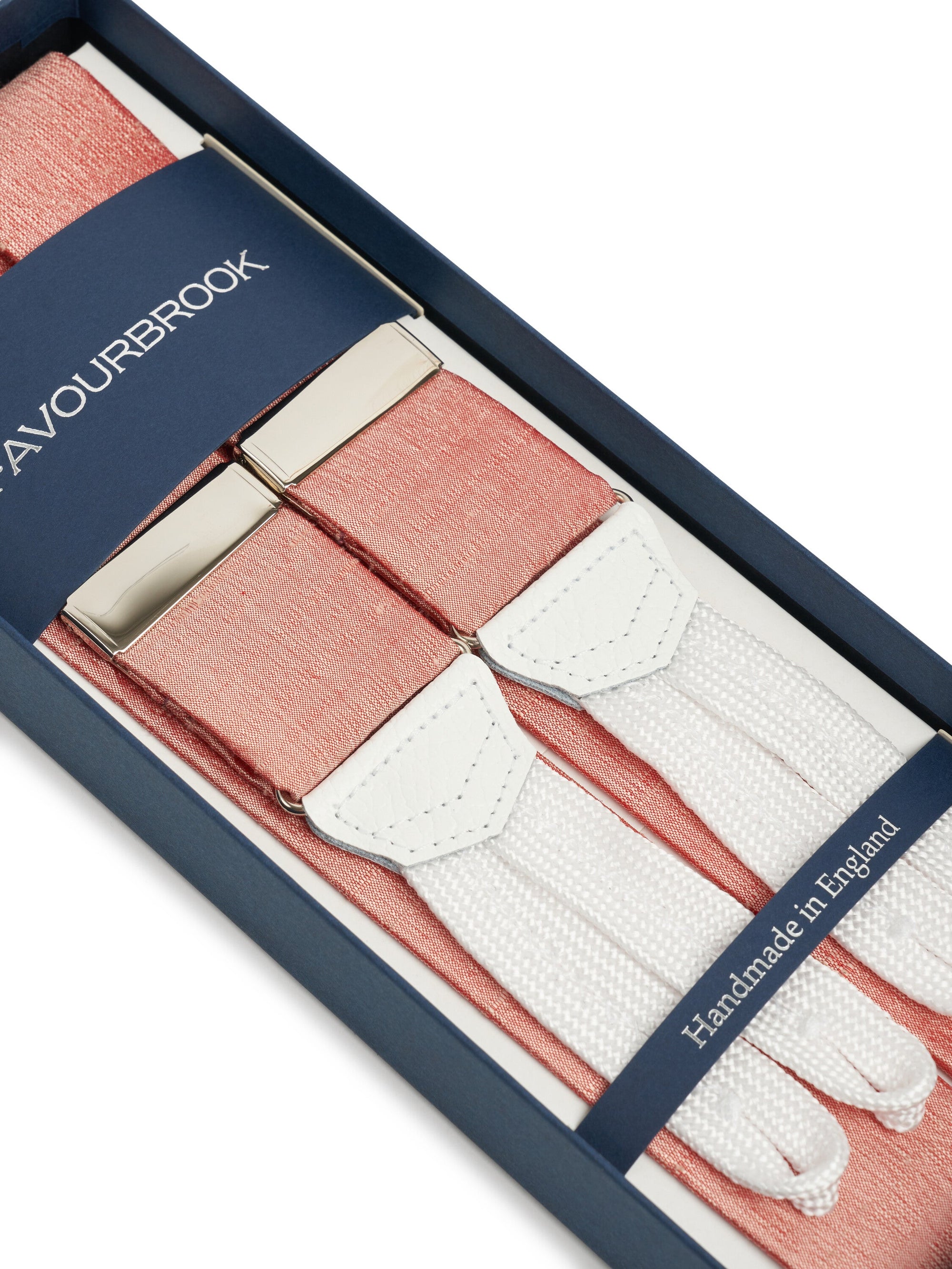 Orchid Douppion Silk Braces — flat detail