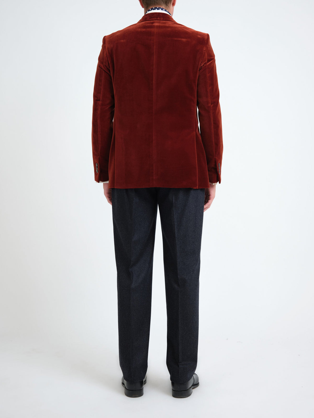 Rust Mayfair Velvet Newport Jacket with Ticket Pocket — back
