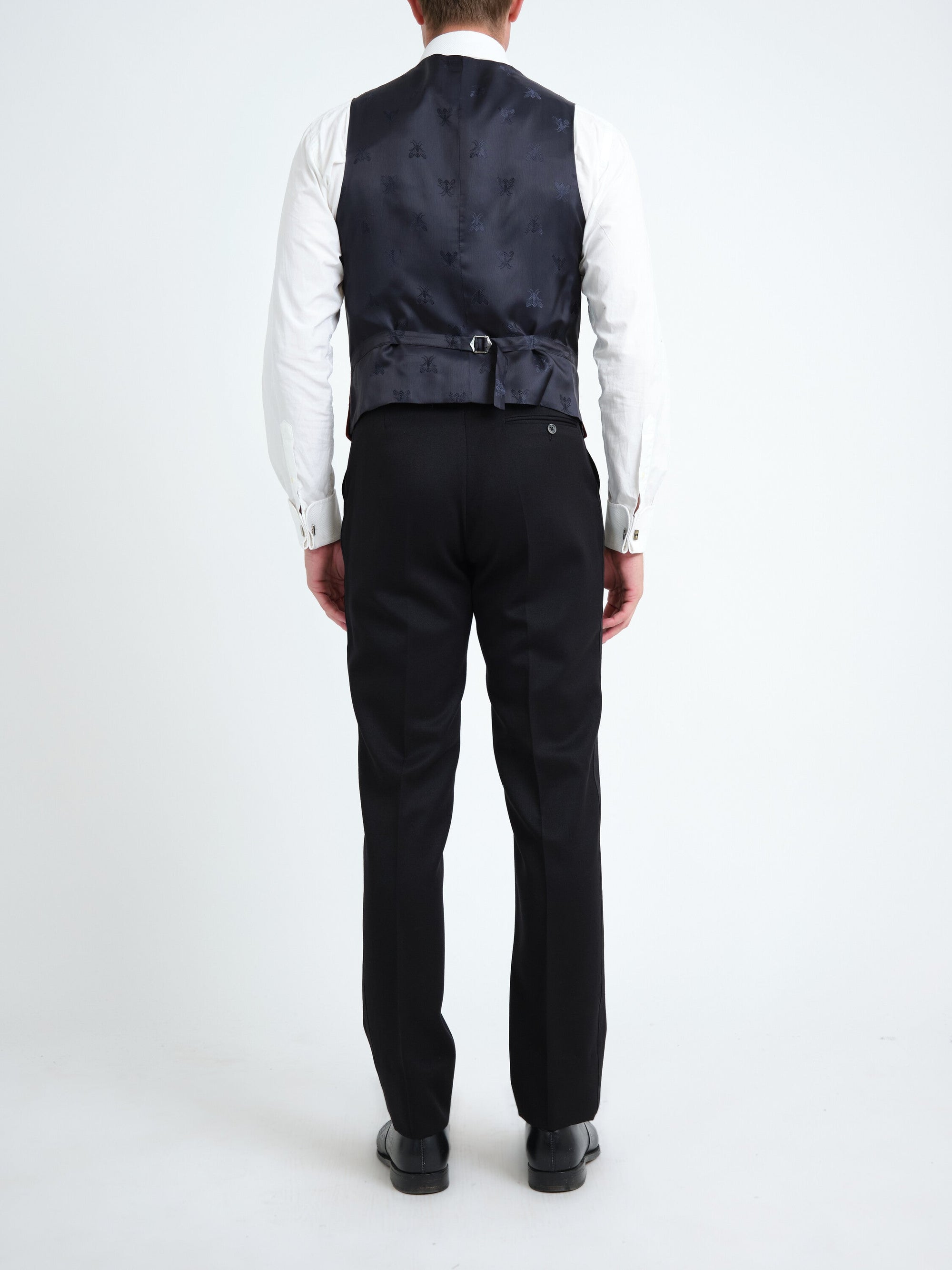 Rust Mayfair Velvet Single Breasted Waistcoat with Piping — back