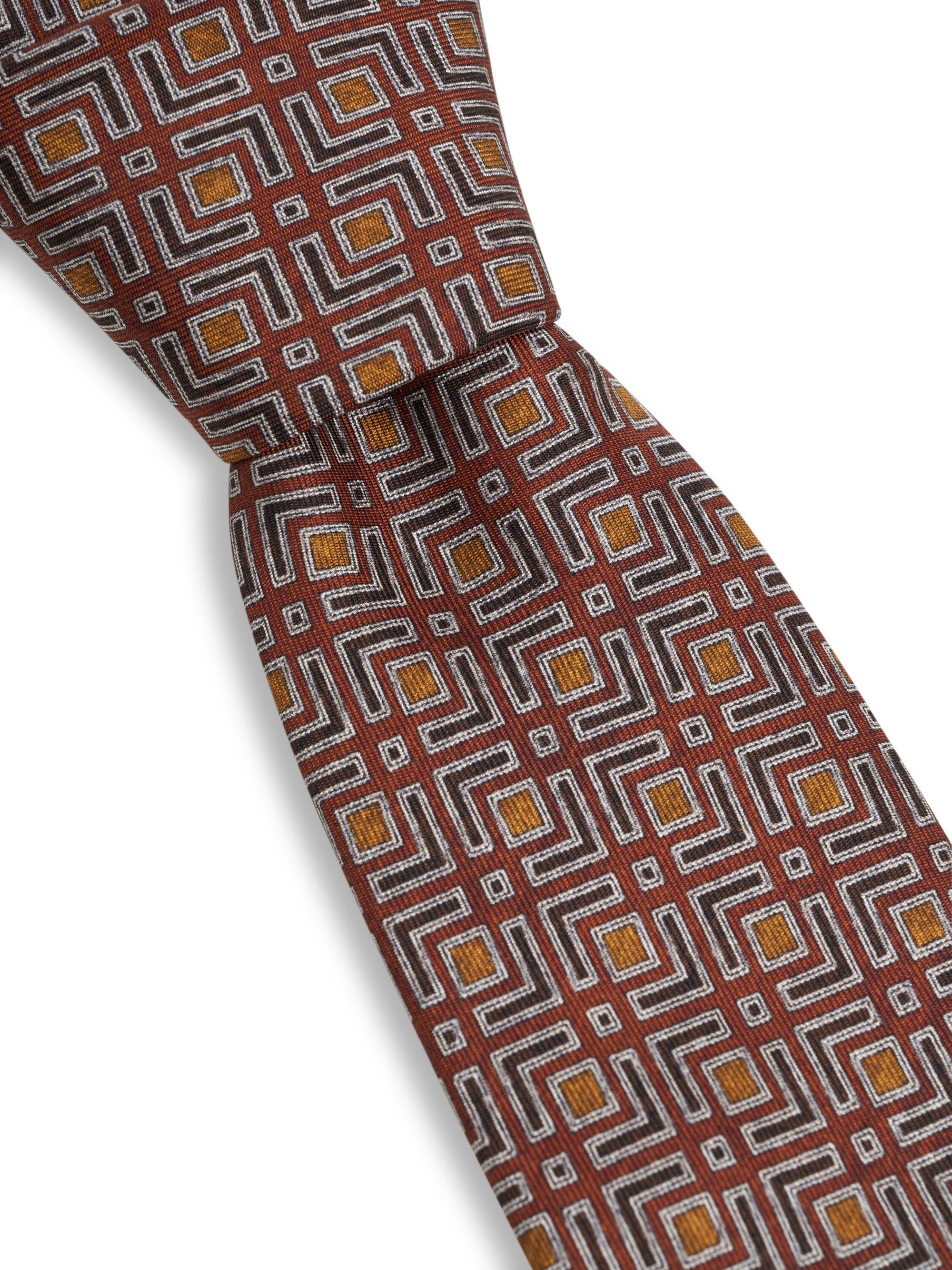 Rust Ravenscourt Silk Tie — flat detail