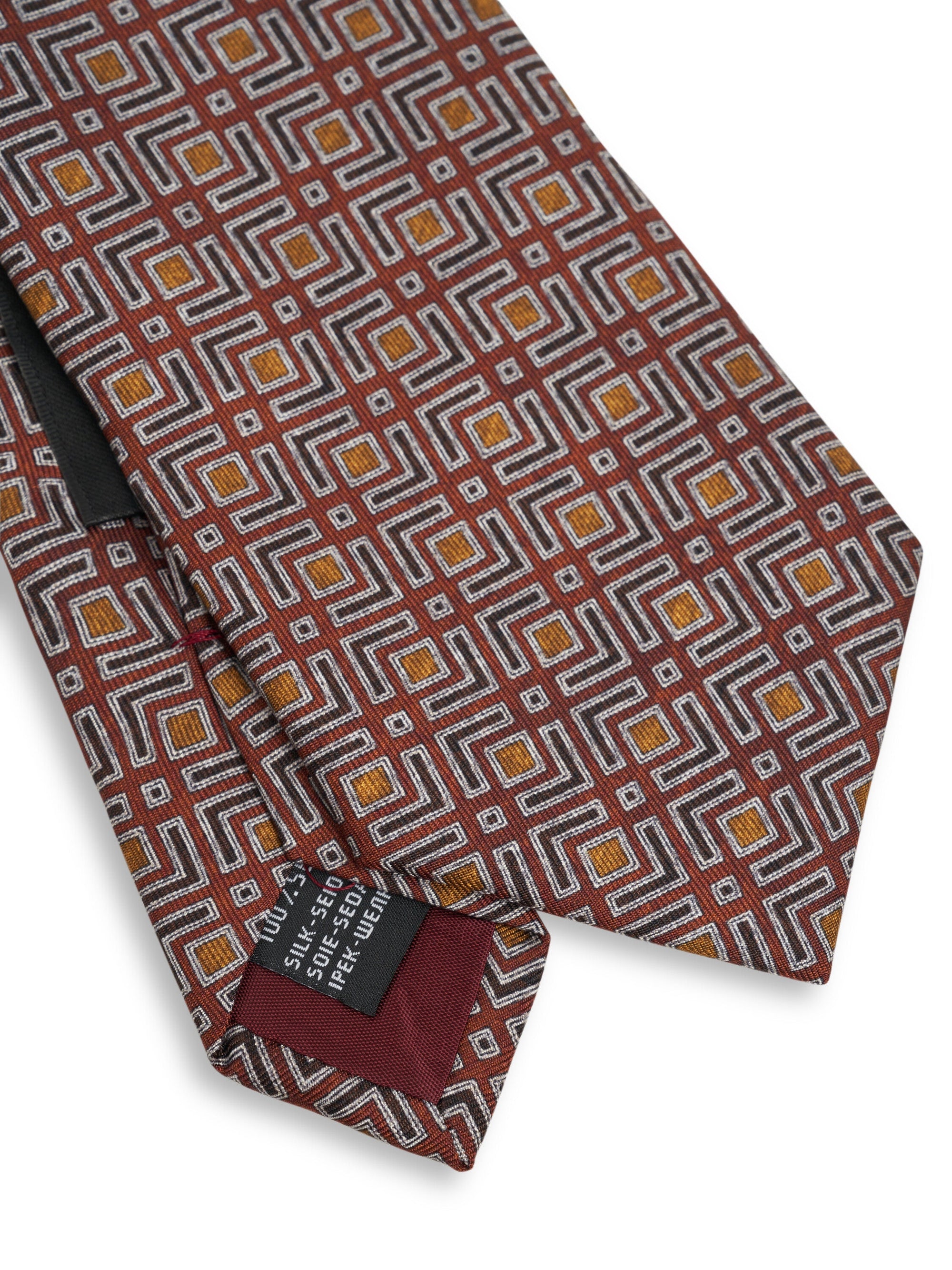 Rust Ravenscourt Silk Tie — flat detail