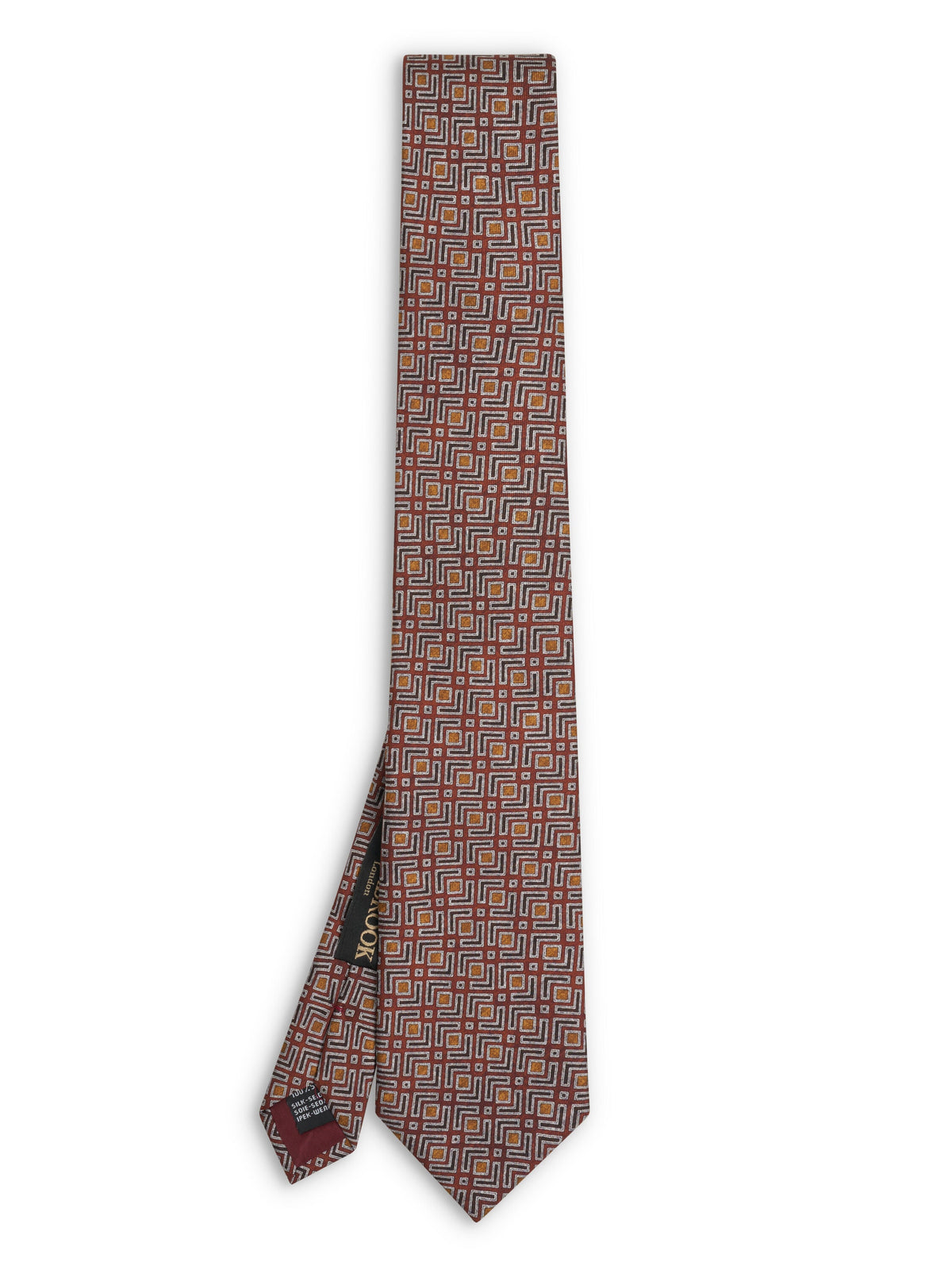 Rust Ravenscourt Silk Tie — flat