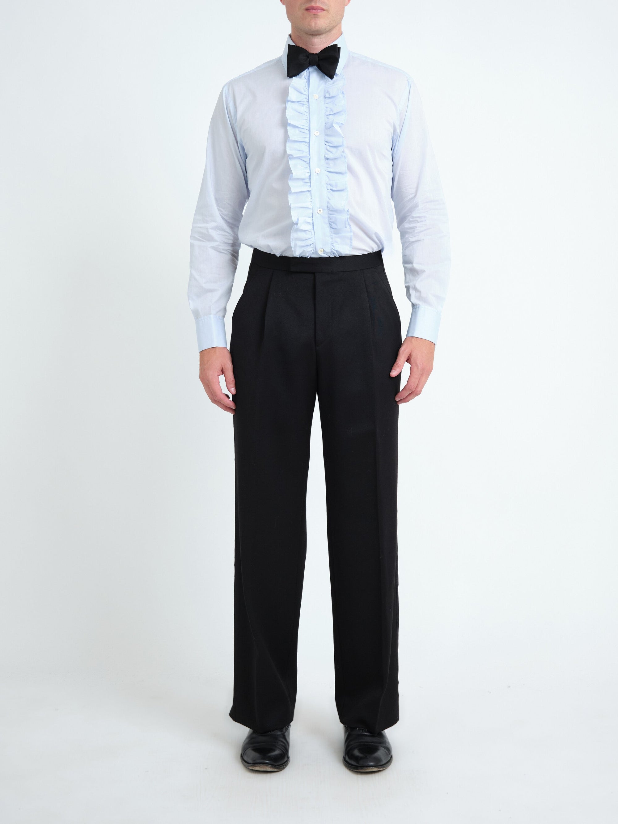 Sky Blue Stanfield Cotton Large Frill Shirt — front
