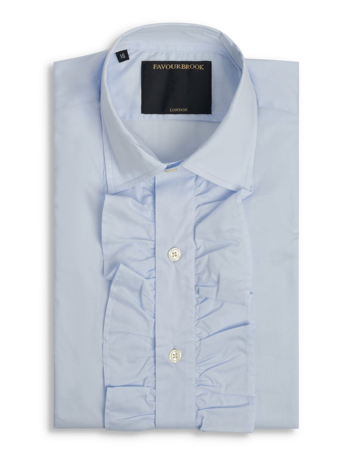 Sky Blue Stanfield Cotton Large Frill Shirt — flat