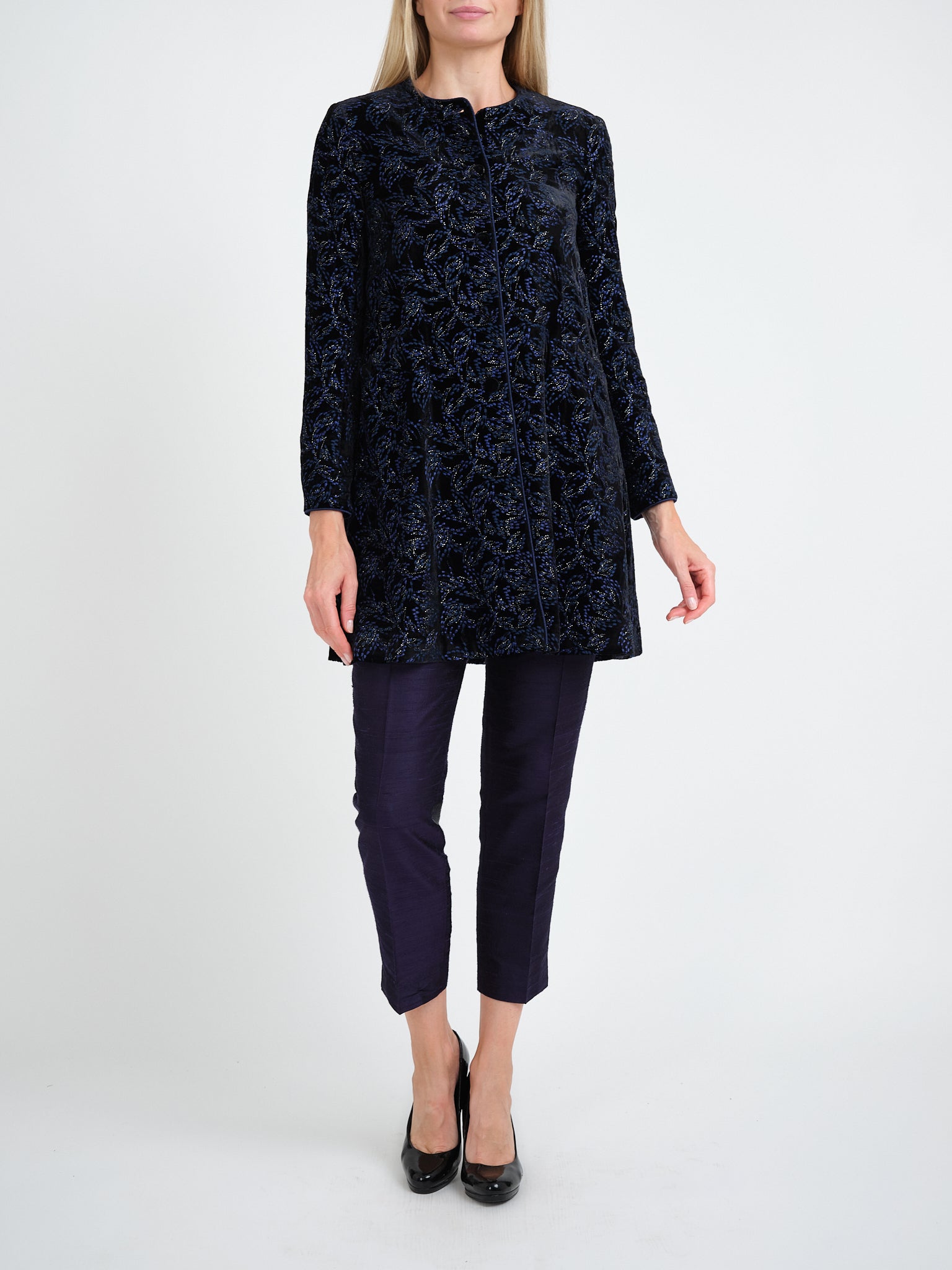 Swing Jacket Black Navy Stotfold Silk Velvet