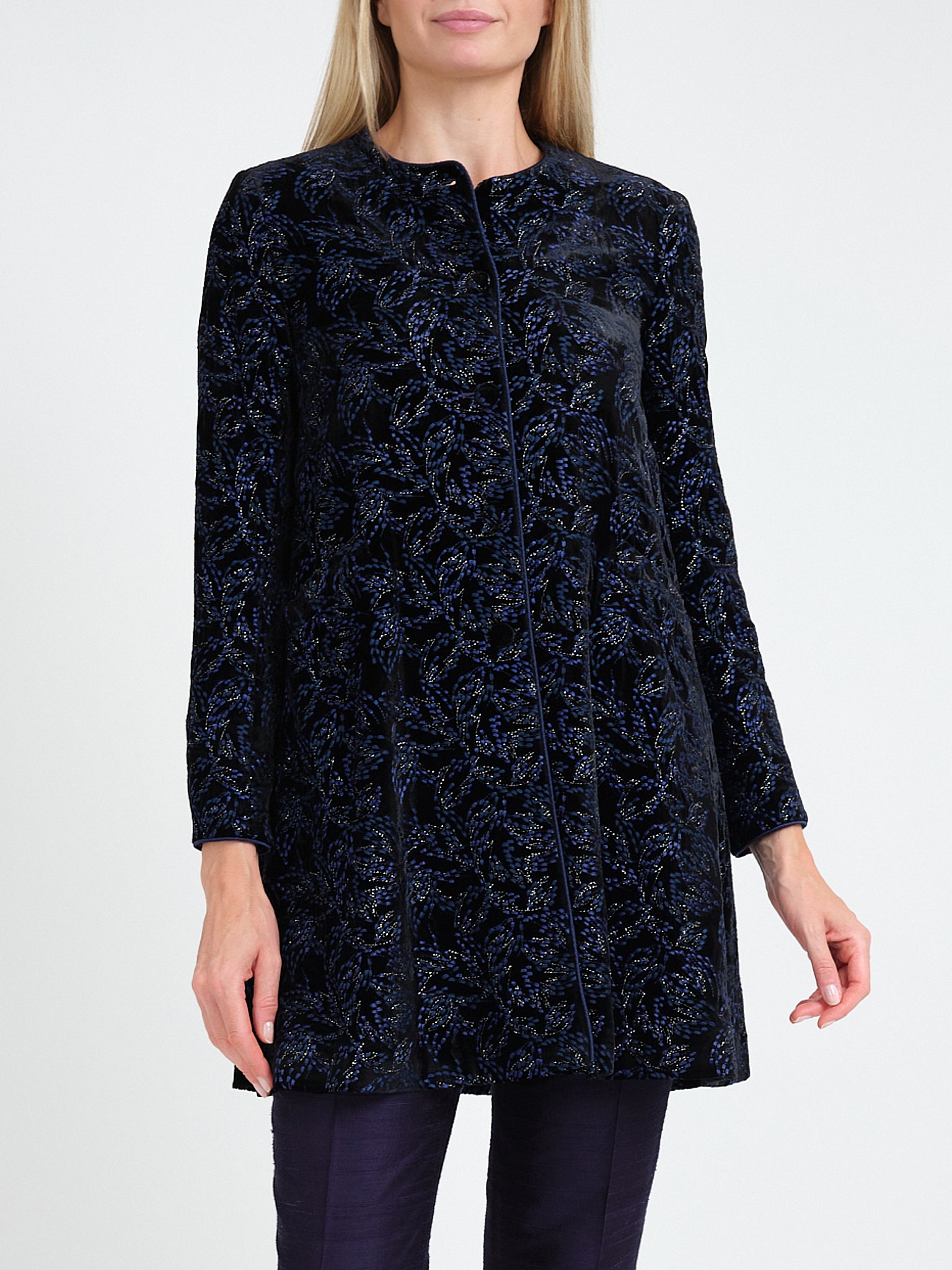 Swing Jacket Black Navy Stotfold Silk Velvet
