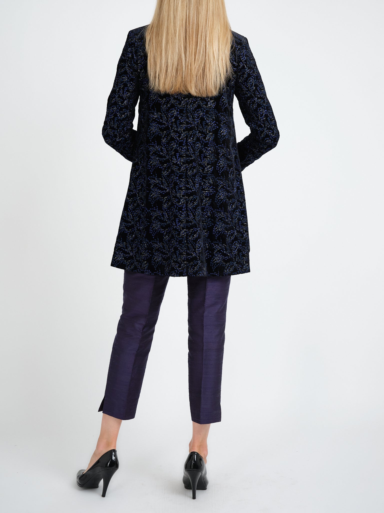 Swing Jacket Black Navy Stotfold Silk Velvet