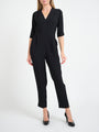 Tailored Jumpsuit Black Plain Crepe