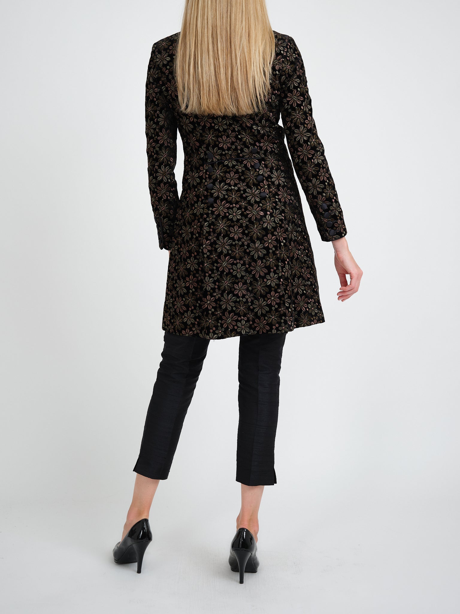 Waterloo Coat Black Olive Gunnersbury Silk Velvet