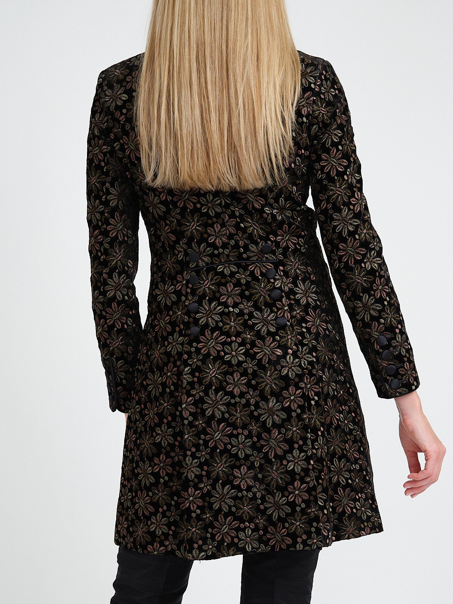 Waterloo Coat Black Olive Gunnersbury Silk Velvet