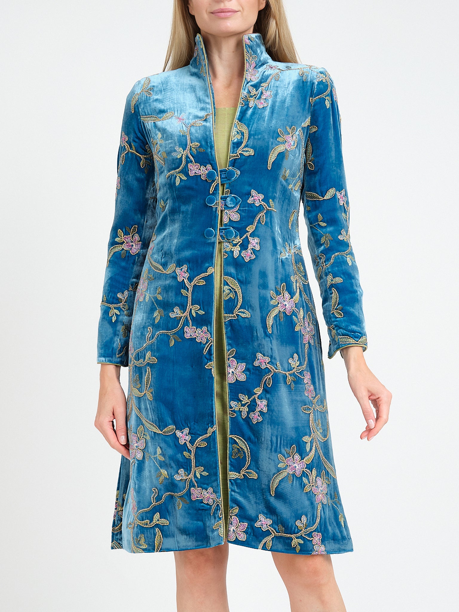 Westminster Coat Turk Blue Bower Silk Velvet