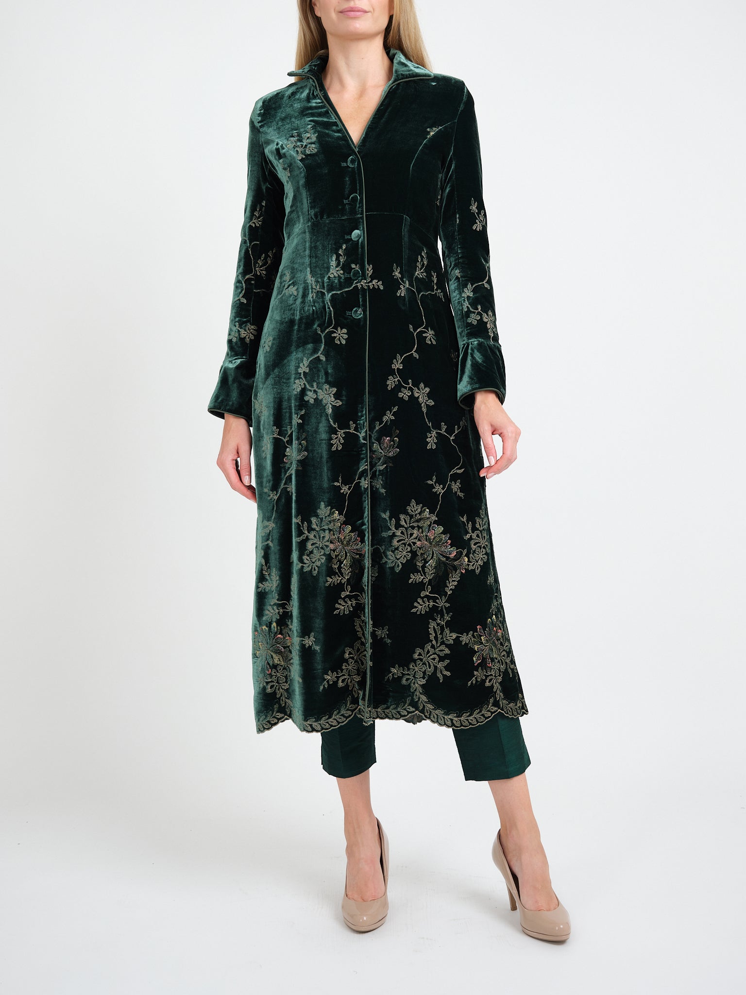 Whitehall Coat Dark Green Latimer Silk Velvet