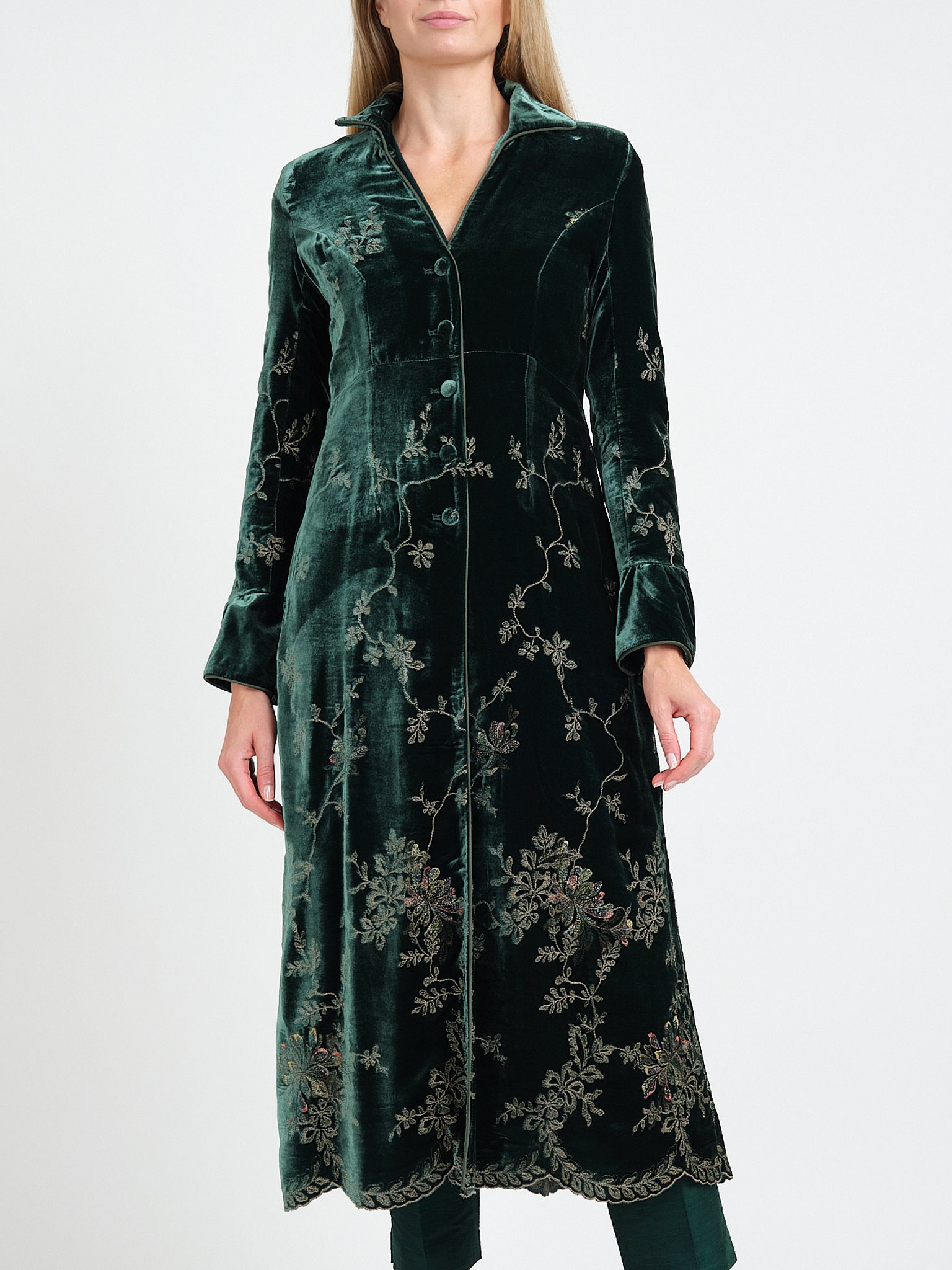 Whitehall Coat Dark Green Latimer Silk Velvet
