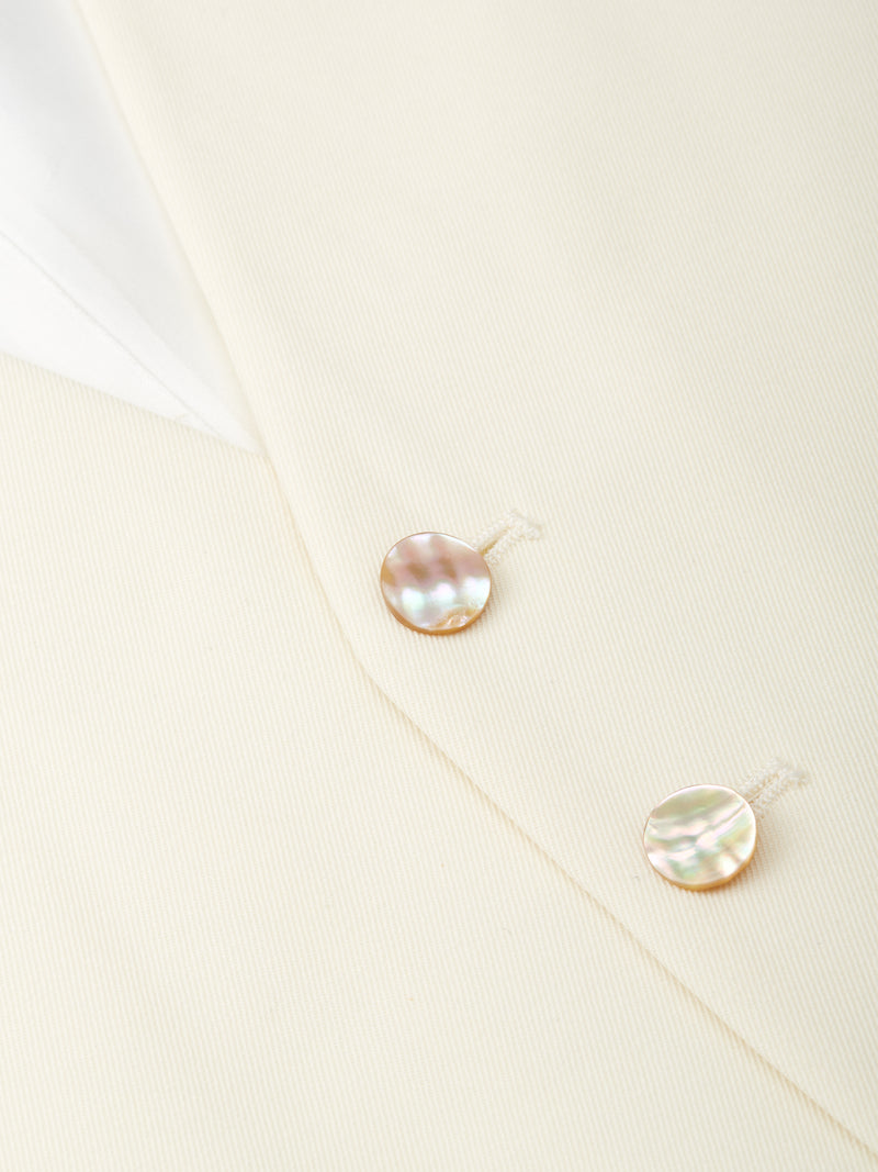 Cream Gabardine Wool Single Breasted 6 Button Waistcoat