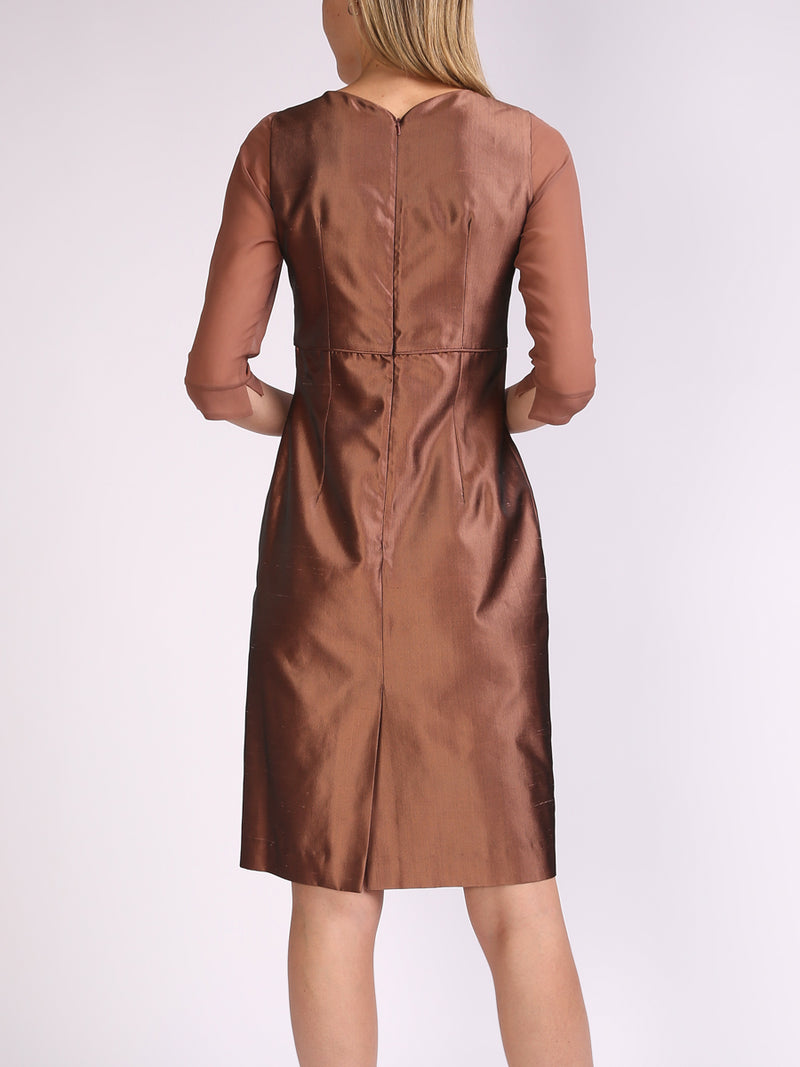 Josephine Dress Antique Rose Reverse Plain Silk Shantung