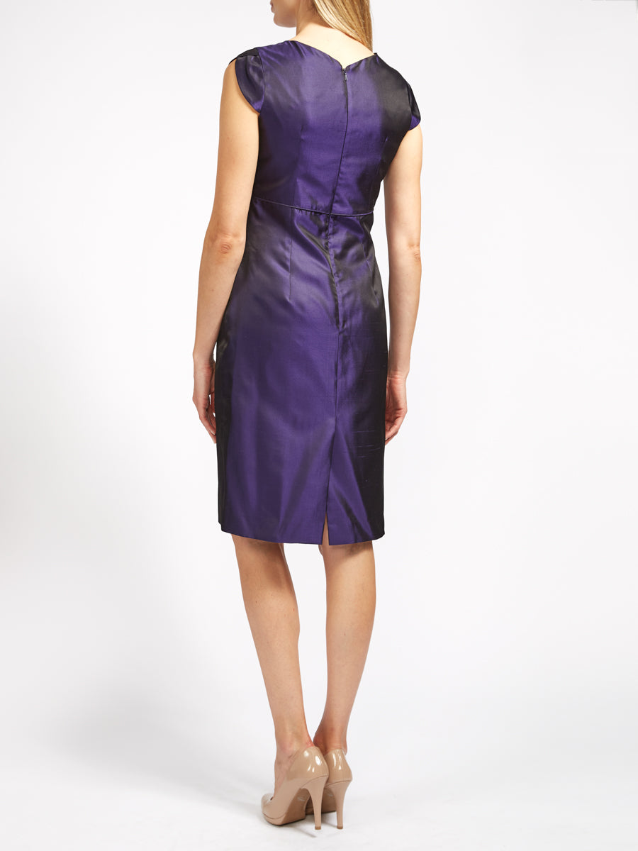 Josephine Dress Purple Reverse Silk Shantung