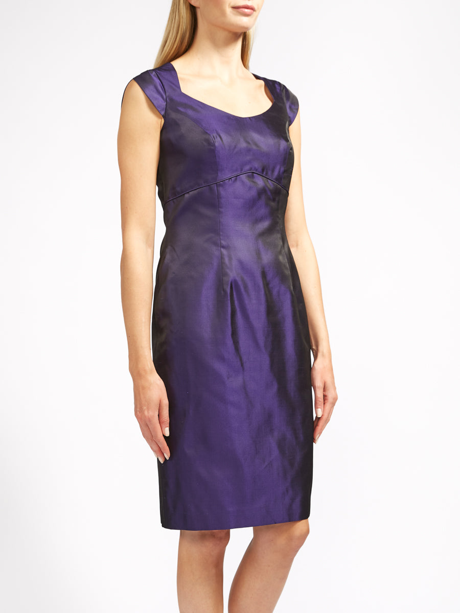 Josephine Dress Purple Reverse Silk Shantung