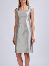 Josephine Dress Grey Plain Silk Shantung
