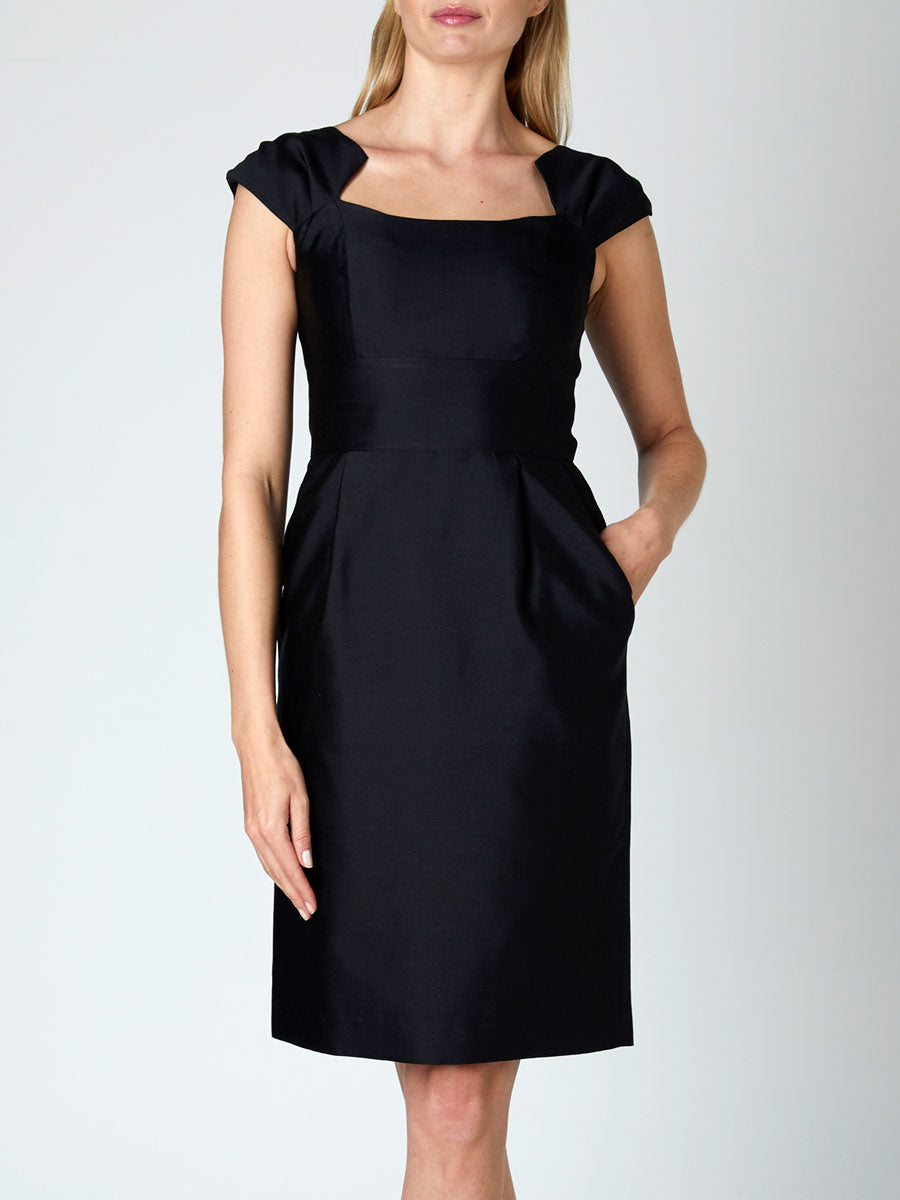 Bridgitte Dress Black Connaught Silk And Wool