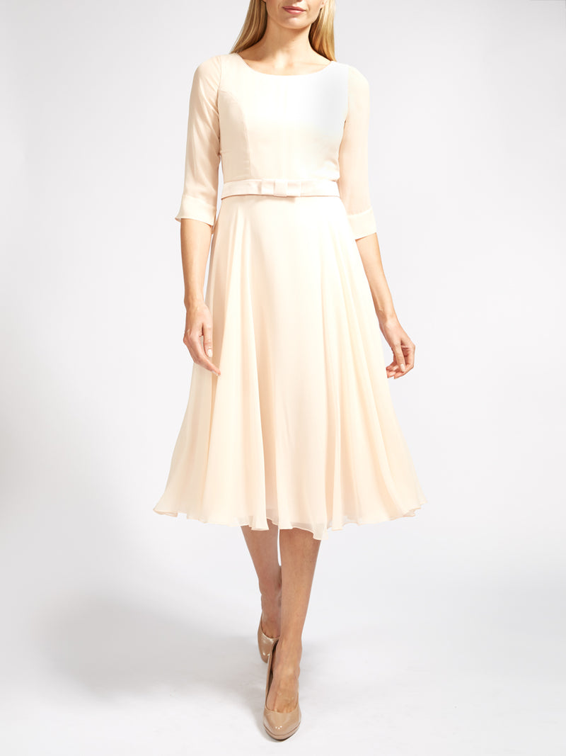 Serena Longer Circle Dress Blush Plain Georgette