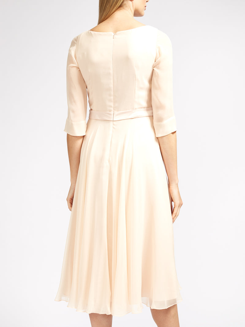 Serena Longer Circle Dress Blush Plain Georgette