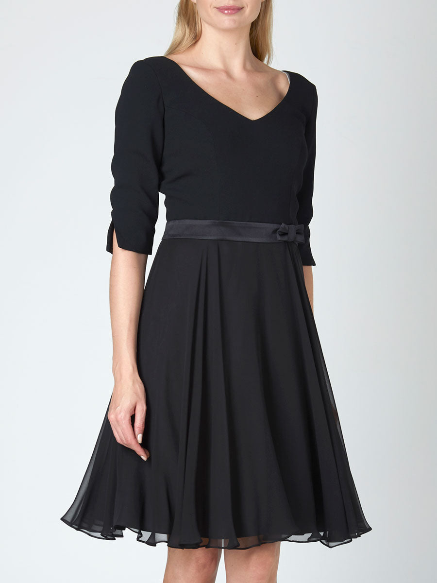 Jemima Dress Black Plain Georgette
