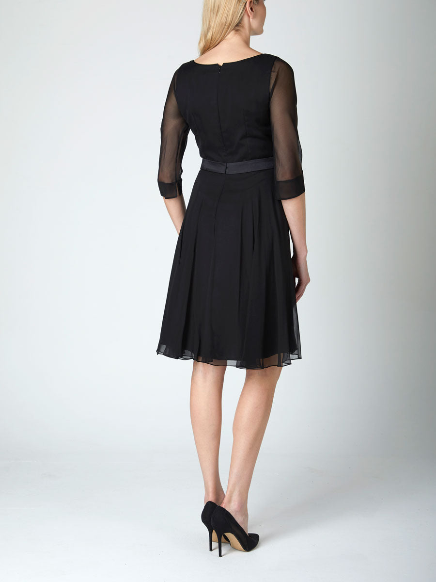 Serena Circle Dress Black Georgette Silk Georgette