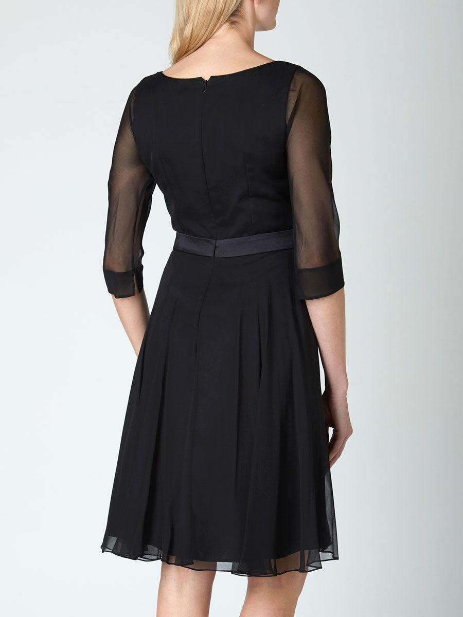 Serena Circle Dress Black Georgette Silk Georgette