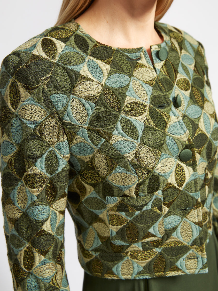 Clemmie Jacket Green Penninghame Embroidered Georgette