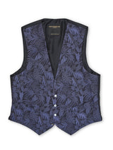 Navy Botanics Silk Single Breasted 4 Button Waistcoat