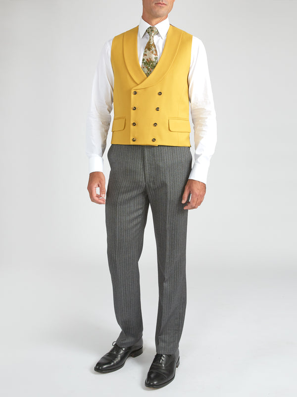 Butterscotch Wool Double Breasted 8 Button Shawl Lapel Waistcoat