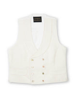 Ivory Randwick Double Breasted 8 Button Shawl Lapel Piped Waistcoat